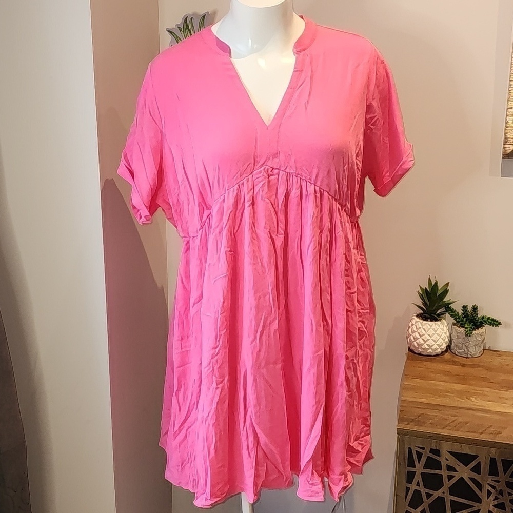 Torrid - Mini Washable Gauze Hi Low Waist Tunic Dress in Pink Sangria Su…​​​​​ - Picture 2 of 13